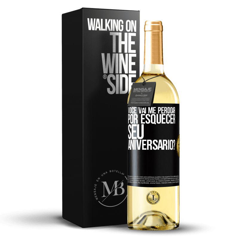 29,95 € Envio grátis | Vinho branco Edição WHITE Você vai me perdoar por esquecer seu aniversário? Etiqueta Preta. Etiqueta personalizável Vinho jovem Colheita 2024 Verdejo