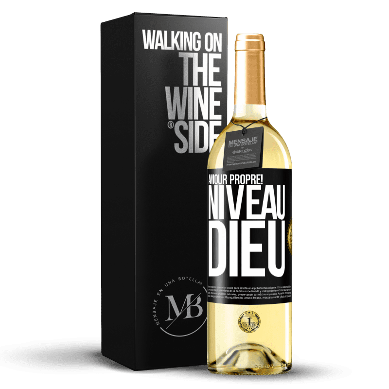 29,95 € Envoi gratuit | Vin blanc Édition WHITE Amour propre! Niveau Dieu Étiquette Noire. Étiquette personnalisable Vin jeune Récolte 2025 Verdejo