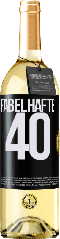 29,95 € | Weißwein WHITE Ausgabe Fabelhafte 40 Schwarzes Etikett. Anpassbares Etikett Junger Wein Ernte 2023 Verdejo