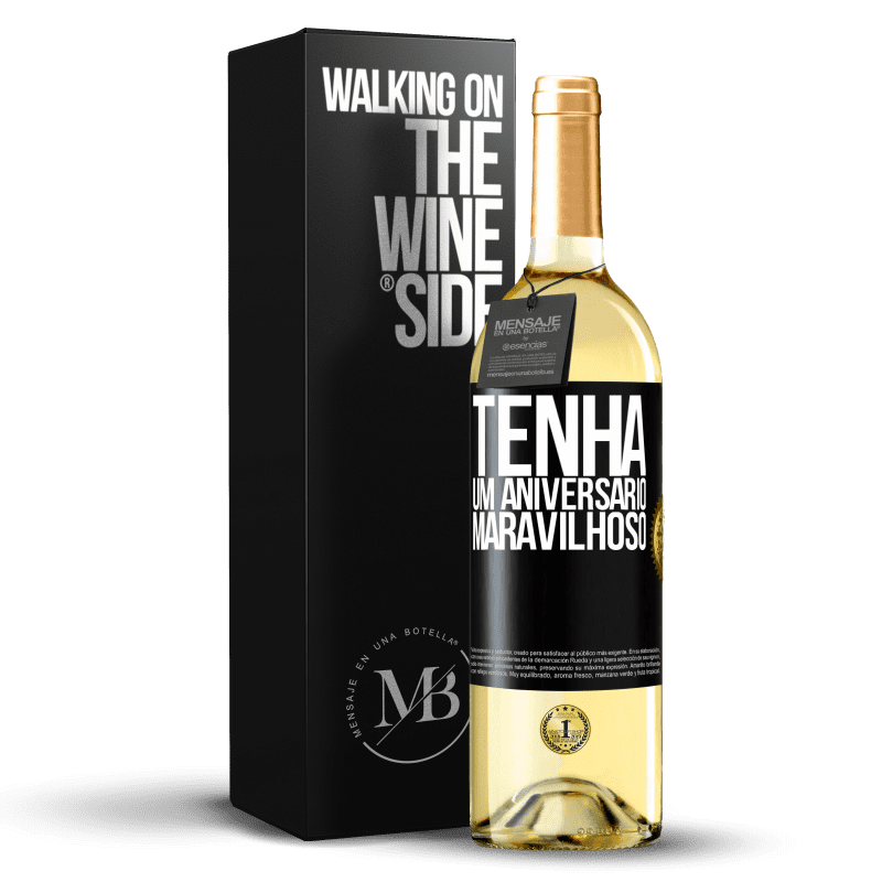 29,95 € Envio grátis | Vinho branco Edição WHITE Tenha um aniversário maravilhoso Etiqueta Preta. Etiqueta personalizável Vinho jovem Colheita 2025 Verdejo