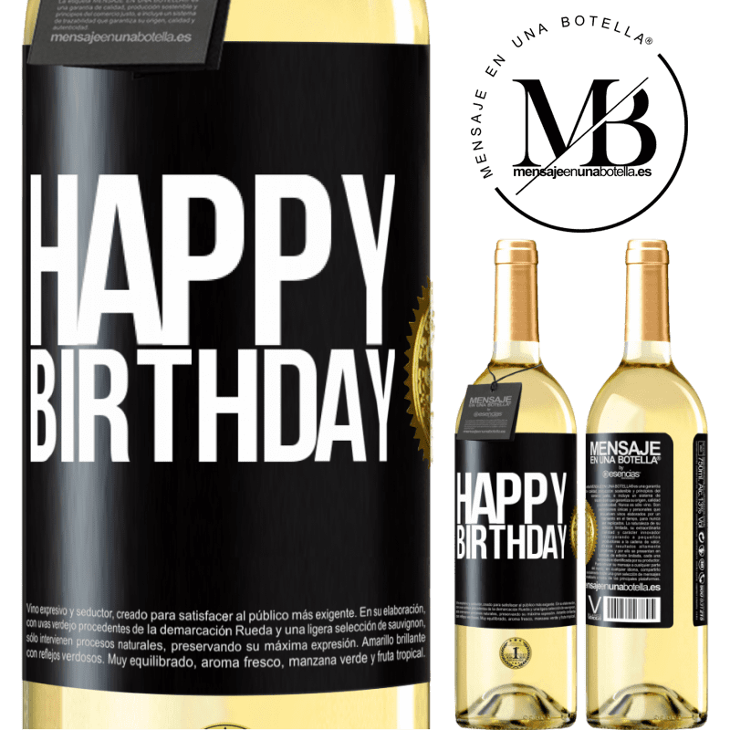 29,95 € Free Shipping | White Wine WHITE Edition Happy birthday Black Label. Customizable label Young wine Harvest 2022 Verdejo