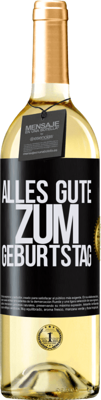 29,95 € | Weißwein WHITE Ausgabe Alles Gute zum Geburtstag Schwarzes Etikett. Anpassbares Etikett Junger Wein Ernte 2024 Verdejo