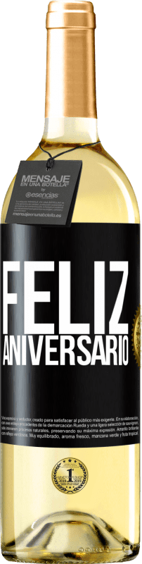 29,95 € | Vinho branco Edição WHITE Feliz aniversario Etiqueta Preta. Etiqueta personalizável Vinho jovem Colheita 2023 Verdejo