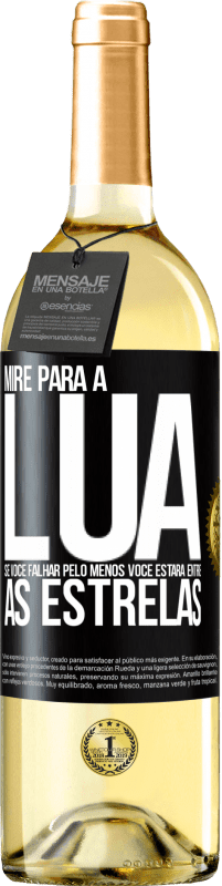 Envio grátis | Vinho branco Edição WHITE Mire para a lua, se você falhar pelo menos você estará entre as estrelas Etiqueta Preta. Etiqueta personalizável Vinho jovem Colheita 2023 Verdejo