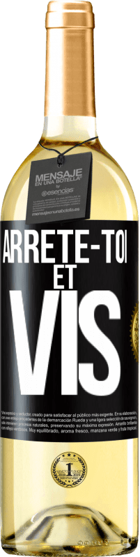 29,95 € Envoi gratuit | Vin blanc Édition WHITE Arrête-toi et vis Étiquette Noire. Étiquette personnalisable Vin jeune Récolte 2023 Verdejo