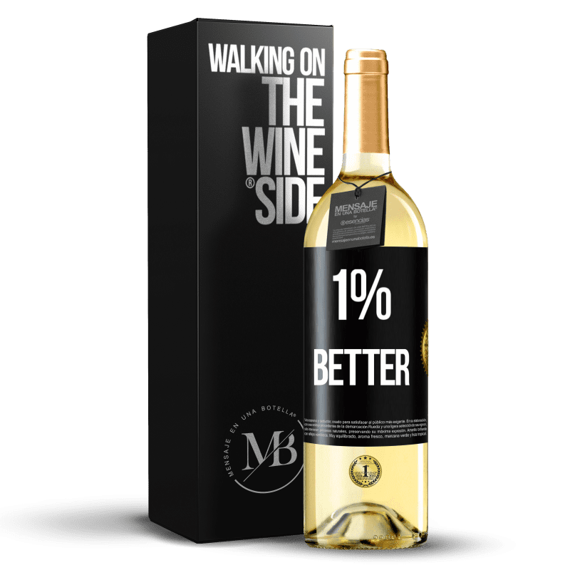 29,95 € Envoi gratuit | Vin blanc Édition WHITE 1% Better Étiquette Noire. Étiquette personnalisable Vin jeune Récolte 2023 Verdejo