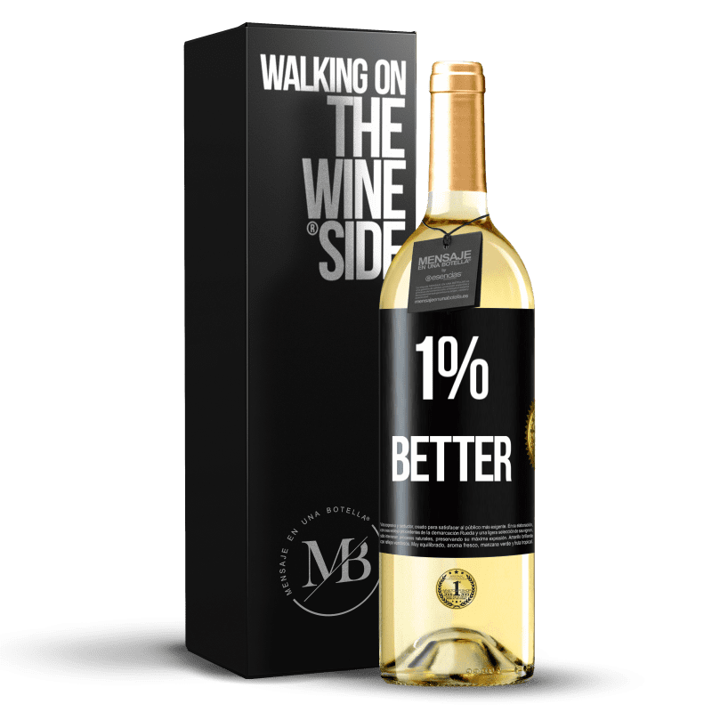 29,95 € Envoi gratuit | Vin blanc Édition WHITE 1% Better Étiquette Noire. Étiquette personnalisable Vin jeune Récolte 2025 Verdejo