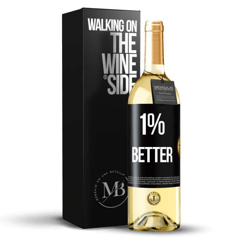 29,95 € Envio grátis | Vinho branco Edição WHITE 1% Better Etiqueta Preta. Etiqueta personalizável Vinho jovem Colheita 2025 Verdejo