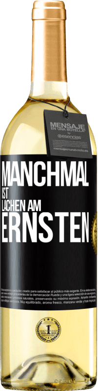 29,95 € | Weißwein WHITE Ausgabe Manchmal ist Lachen am ernsten Schwarzes Etikett. Anpassbares Etikett Junger Wein Ernte 2023 Verdejo