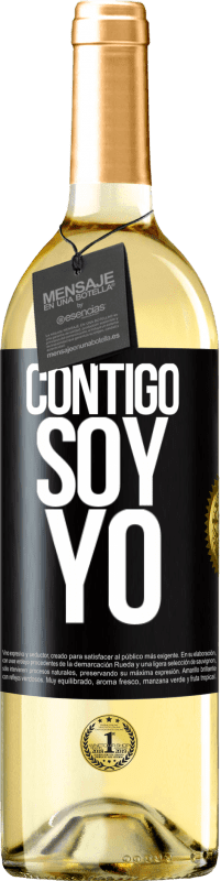 29,95 € Envío gratis | Vino Blanco Edición WHITE Contigo soy yo Etiqueta Negra. Etiqueta personalizable Vino joven Cosecha 2025 Verdejo