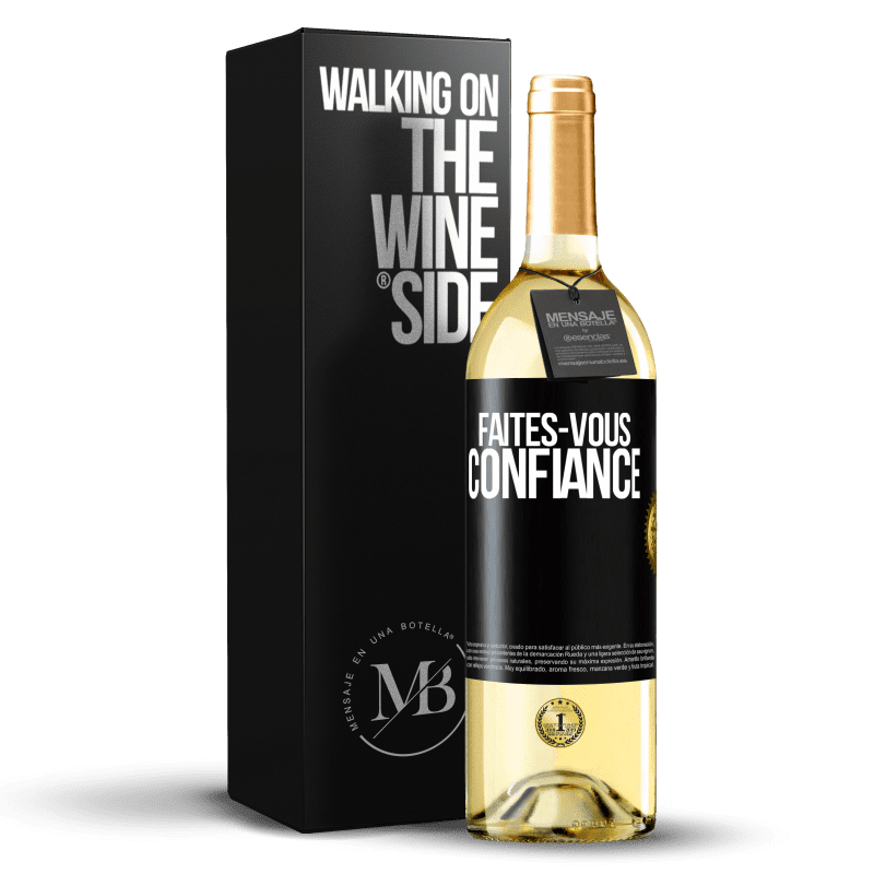29,95 € Envoi gratuit | Vin blanc Édition WHITE Faites-vous confiance Étiquette Noire. Étiquette personnalisable Vin jeune Récolte 2023 Verdejo