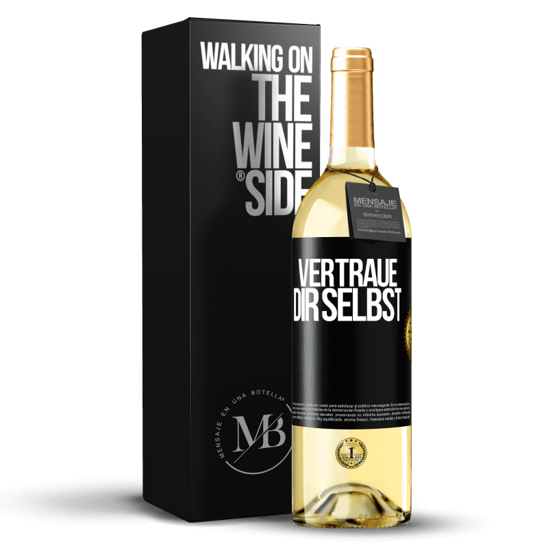 29,95 € Kostenloser Versand | Weißwein WHITE Ausgabe Vertraue dir selbst Schwarzes Etikett. Anpassbares Etikett Junger Wein Ernte 2023 Verdejo