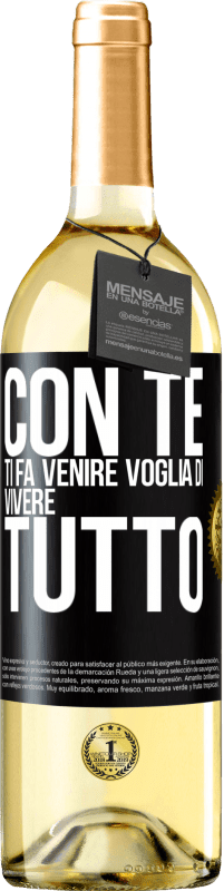 29,95 € | Vino bianco Edizione WHITE Con te ti fa venire voglia di vivere tutto Etichetta Nera. Etichetta personalizzabile Vino giovane Raccogliere 2024 Verdejo