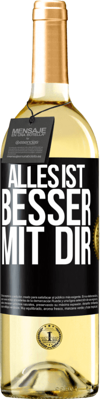 29,95 € | Weißwein WHITE Ausgabe Alles ist besser mit Dir Schwarzes Etikett. Anpassbares Etikett Junger Wein Ernte 2023 Verdejo