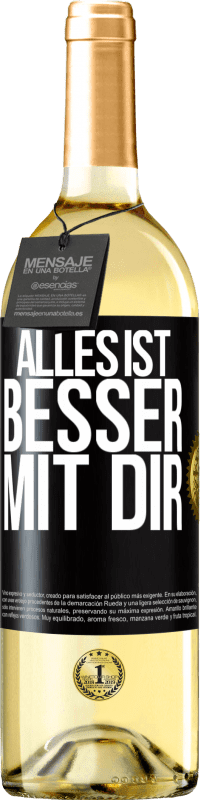 29,95 € | Weißwein WHITE Ausgabe Alles ist besser mit Dir Schwarzes Etikett. Anpassbares Etikett Junger Wein Ernte 2024 Verdejo