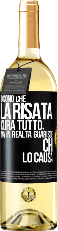 29,95 € | Vino bianco Edizione WHITE Dicono che la risata cura tutto, ma in realtà guarisce chi lo causa Etichetta Nera. Etichetta personalizzabile Vino giovane Raccogliere 2025 Verdejo
