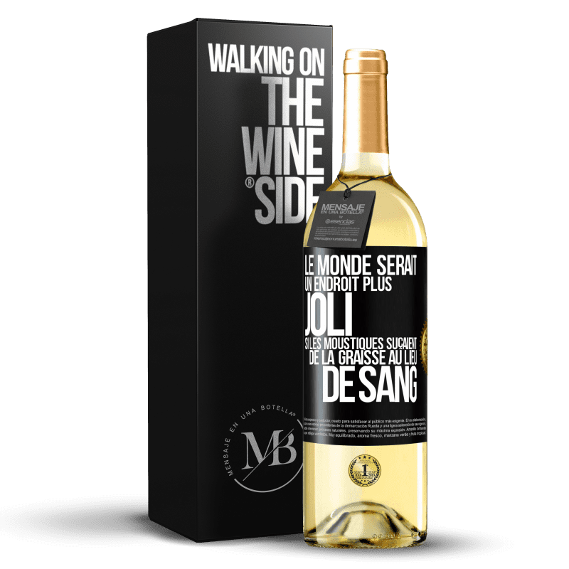 29,95 € Envoi gratuit | Vin blanc Édition WHITE Le monde serait un endroit plus joli si les moustiques suçaient de la graisse au lieu de sang Étiquette Noire. Étiquette personnalisable Vin jeune Récolte 2023 Verdejo