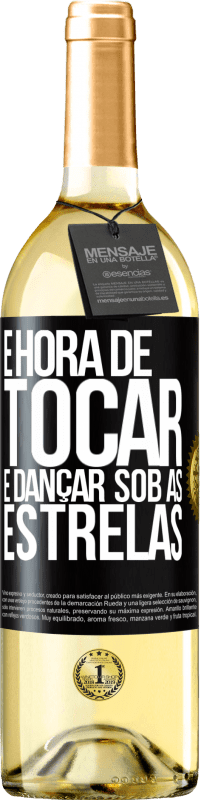 Envio grátis | Vinho branco Edição WHITE É hora de tocar e dançar sob as estrelas Etiqueta Preta. Etiqueta personalizável Vinho jovem Colheita 2023 Verdejo