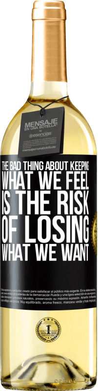 29,95 € Free Shipping | White Wine WHITE Edition The bad thing about keeping what we feel is the risk of losing what we want Black Label. Customizable label Young wine Harvest 2023 Verdejo