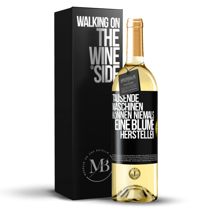 29,95 € Kostenloser Versand | Weißwein WHITE Ausgabe Tausende Maschinen können niemals eine Blume herstellen Schwarzes Etikett. Anpassbares Etikett Junger Wein Ernte 2023 Verdejo