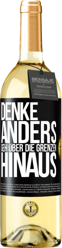 Kostenloser Versand | Weißwein WHITE Ausgabe Denke anders. Geh über die Grenzen hinaus Schwarzes Etikett. Anpassbares Etikett Junger Wein Ernte 2023 Verdejo