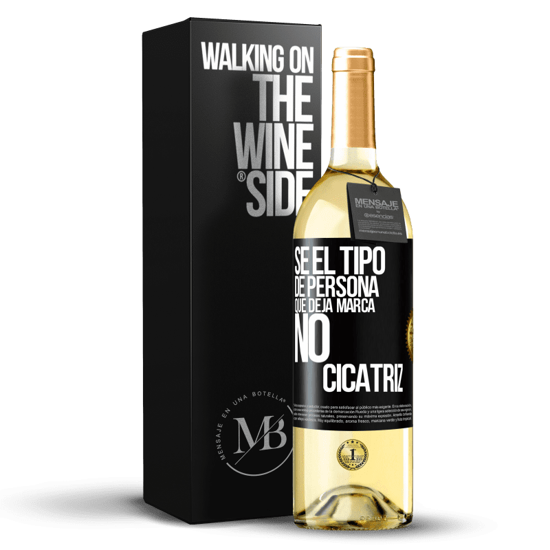 29,95 € Envío gratis | Vino Blanco Edición WHITE Sé el tipo de persona que deja marca, no cicatriz Etiqueta Negra. Etiqueta personalizable Vino joven Cosecha 2023 Verdejo