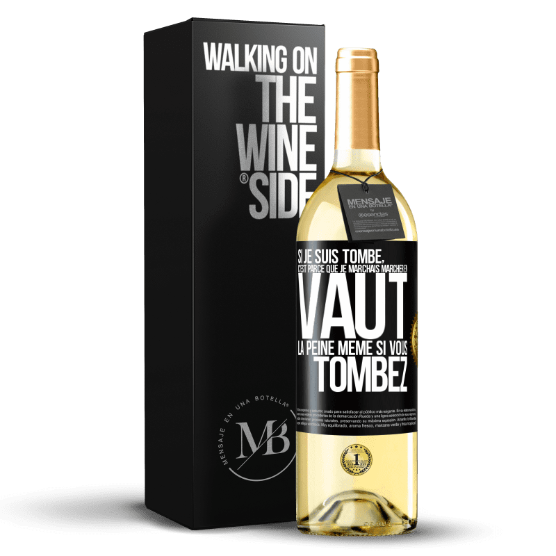 29,95 € Envoi gratuit | Vin blanc Édition WHITE Si je suis tombé, c'est parce que je marchais. Marcher en vaut la peine même si vous tombez Étiquette Noire. Étiquette personnalisable Vin jeune Récolte 2023 Verdejo