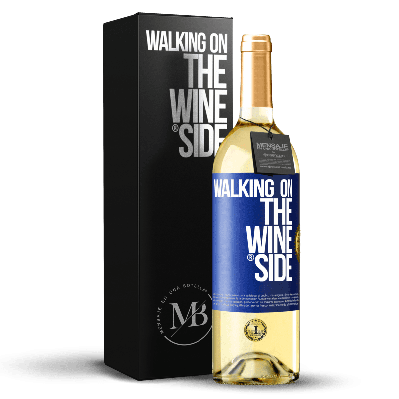 29,95 € Бесплатная доставка | Белое вино Издание WHITE Walking on the Wine Side® Синяя метка. Настраиваемая этикетка Молодое вино Урожай 2024 Verdejo