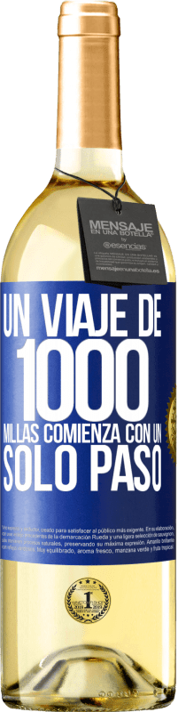 29,95 € | Vino Blanco Edición WHITE Un viaje de mil millas comienza con un solo paso Etiqueta Azul. Etiqueta personalizable Vino joven Cosecha 2024 Verdejo