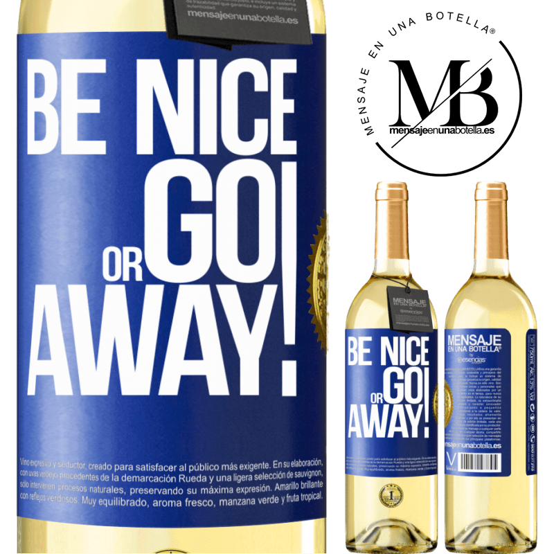 29,95 € Free Shipping | White Wine WHITE Edition Be nice or go away Blue Label. Customizable label Young wine Harvest 2022 Verdejo