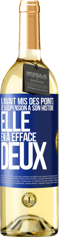 29,95 € | Vin blanc Édition WHITE Il avait mis des points de suspension à son histoire, elle en a effacé deux Étiquette Bleue. Étiquette personnalisable Vin jeune Récolte 2024 Verdejo