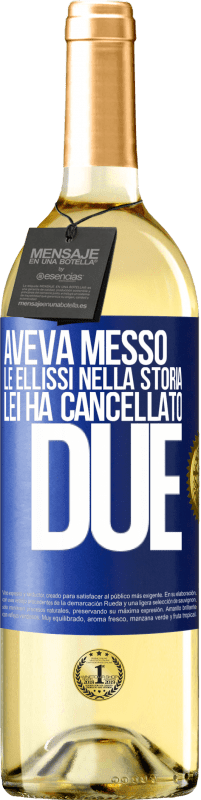 Spedizione Gratuita | Vino bianco Edizione WHITE aveva messo le ellissi nella storia, lei ha cancellato due Etichetta Blu. Etichetta personalizzabile Vino giovane Raccogliere 2023 Verdejo