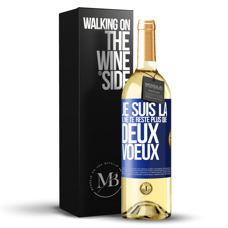 29,95 € Envoi gratuit | Vin blanc Édition WHITE Je suis là. Il ne te reste plus que deux voeux Étiquette Bleue. Étiquette personnalisable Vin jeune Récolte 2024 Verdejo