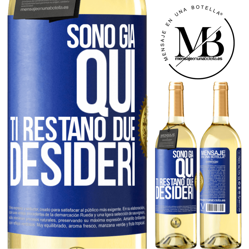 29,95 € Spedizione Gratuita | Vino bianco Edizione WHITE Sono già qui. Ti restano due desideri Etichetta Blu. Etichetta personalizzabile Vino giovane Raccogliere 2024 Verdejo