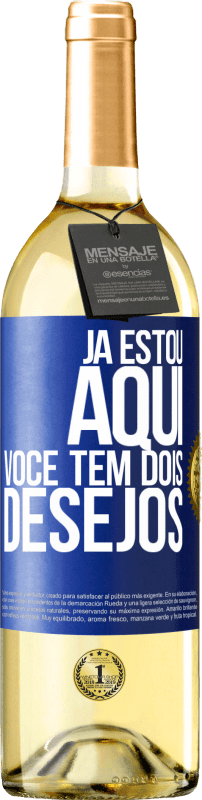 29,95 € | Vinho branco Edição WHITE Já estou aqui. Você tem dois desejos Etiqueta Azul. Etiqueta personalizável Vinho jovem Colheita 2024 Verdejo