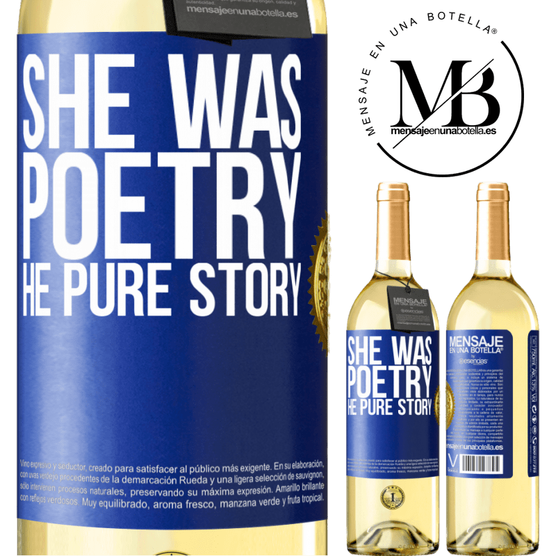 29,95 € Free Shipping | White Wine WHITE Edition She was poetry, he pure story Blue Label. Customizable label Young wine Harvest 2022 Verdejo