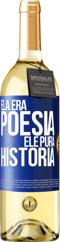 29,95 € | Vinho branco Edição WHITE Ela era poesia, ele pura história Etiqueta Azul. Etiqueta personalizável Vinho jovem Colheita 2024 Verdejo