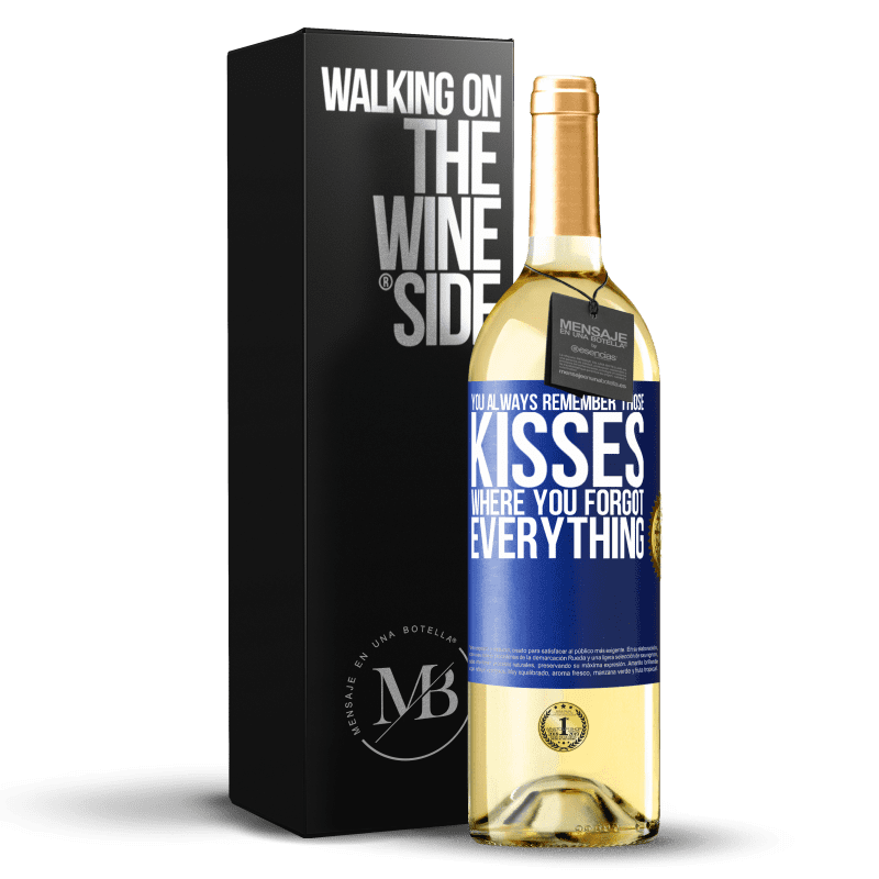 29,95 € Free Shipping | White Wine WHITE Edition You always remember those kisses where you forgot everything Blue Label. Customizable label Young wine Harvest 2024 Verdejo