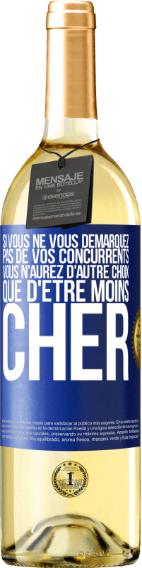 29,95 € Envoi gratuit | Vin blanc Édition WHITE Si vous ne vous démarquez pas de vos concurrents vous n'aurez d'autre choix que d'être moins cher Étiquette Bleue. Étiquette personnalisable Vin jeune Récolte 2024 Verdejo