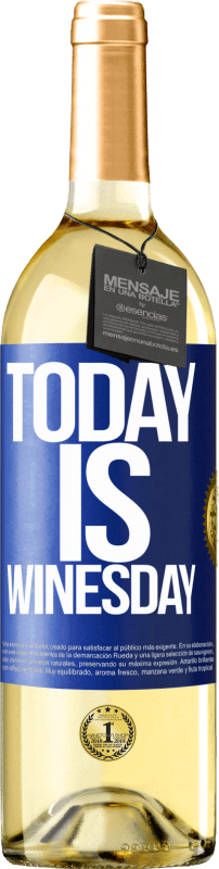 29,95 € 送料無料 | 白ワイン WHITEエディション Today is winesday! 青いタグ. カスタマイズ可能なラベル 若いワイン 収穫 2023 Verdejo