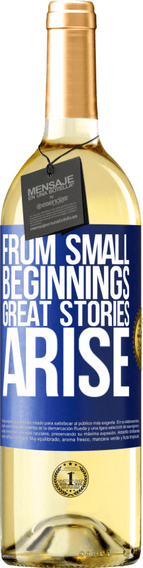 29,95 € Free Shipping | White Wine WHITE Edition From small beginnings great stories arise Blue Label. Customizable label Young wine Harvest 2024 Verdejo