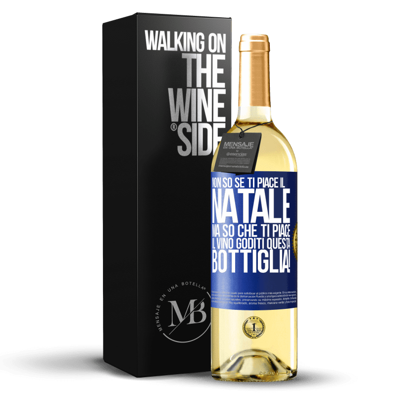 29,95 € Spedizione Gratuita | Vino bianco Edizione WHITE Non so se ti piace il Natale, ma so che ti piace il vino. Goditi questa bottiglia! Etichetta Blu. Etichetta personalizzabile Vino giovane Raccogliere 2025 Verdejo