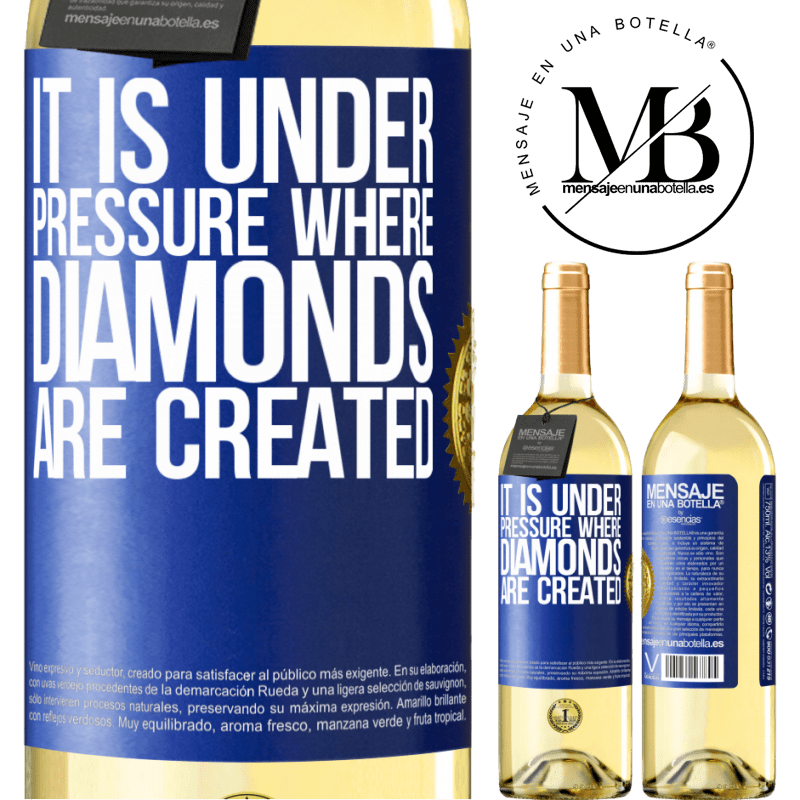 29,95 € Free Shipping | White Wine WHITE Edition It is under pressure where diamonds are created Blue Label. Customizable label Young wine Harvest 2022 Verdejo
