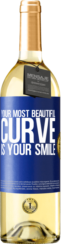 29,95 € Free Shipping | White Wine WHITE Edition Your most beautiful curve is your smile Blue Label. Customizable label Young wine Harvest 2025 Verdejo