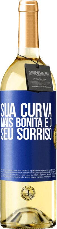 29,95 € | Vinho branco Edição WHITE Sua curva mais bonita é o seu sorriso Etiqueta Azul. Etiqueta personalizável Vinho jovem Colheita 2024 Verdejo