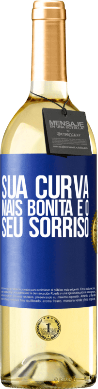 29,95 € | Vinho branco Edição WHITE Sua curva mais bonita é o seu sorriso Etiqueta Azul. Etiqueta personalizável Vinho jovem Colheita 2025 Verdejo