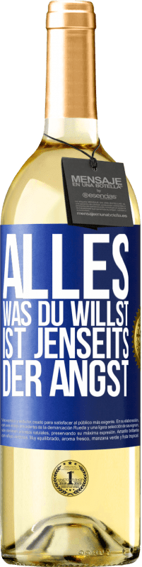 29,95 € | Weißwein WHITE Ausgabe Alles, was du willst, ist jenseits der Angst Blaue Markierung. Anpassbares Etikett Junger Wein Ernte 2024 Verdejo