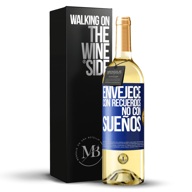 24,95 € Envoi gratuit | Vin blanc Édition WHITE Vieillir avec des souvenirs, pas des rêves Étiquette Bleue. Étiquette personnalisable Vin jeune Récolte 2021 Verdejo