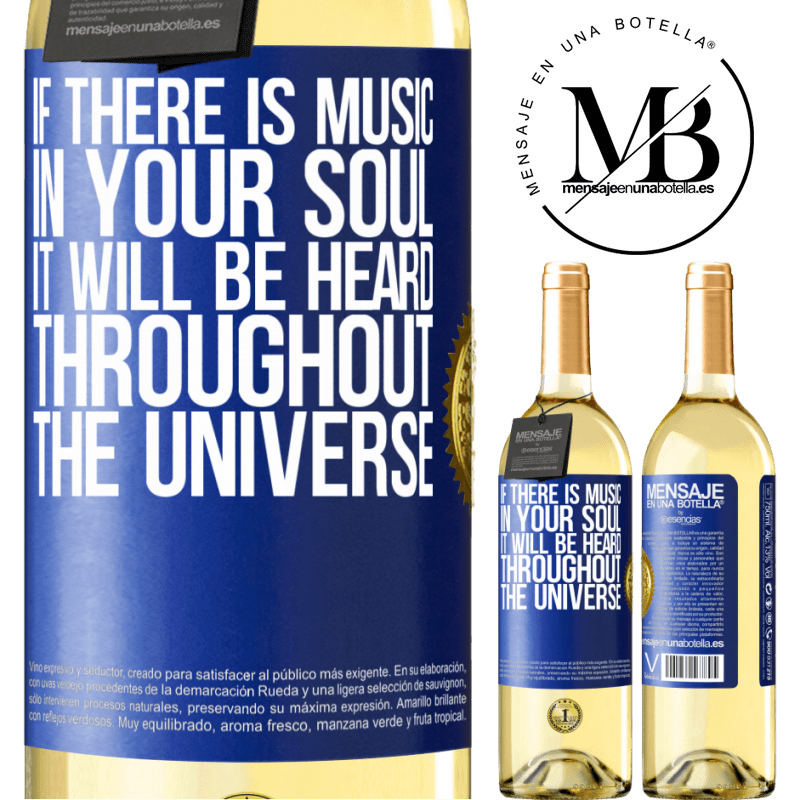 29,95 € Free Shipping | White Wine WHITE Edition If there is music in your soul, it will be heard throughout the universe Blue Label. Customizable label Young wine Harvest 2022 Verdejo