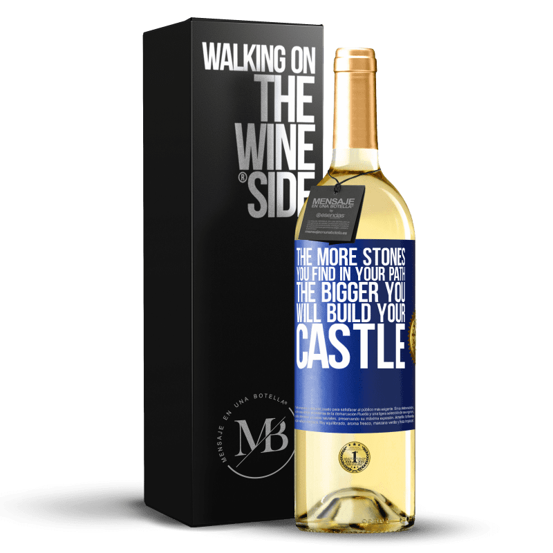 29,95 € Free Shipping | White Wine WHITE Edition The more stones you find in your path, the bigger you will build your castle Blue Label. Customizable label Young wine Harvest 2021 Verdejo